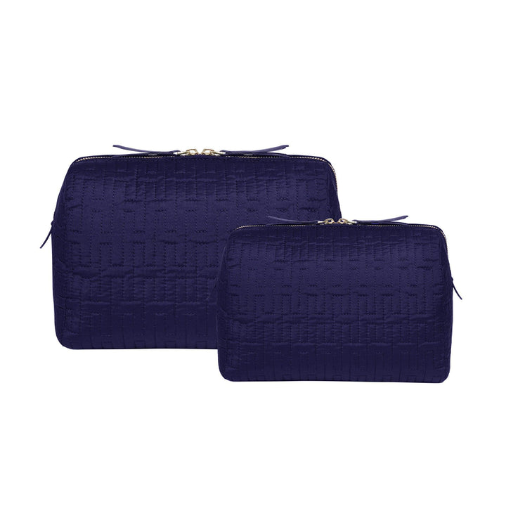Freesia H Quilted Make-up Bag - Navy
