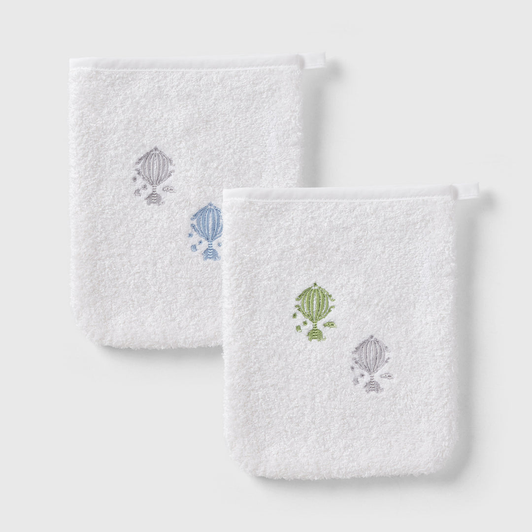 Happy Balloon Bath Glove (Set of 2) Grey-Blue / Green-Grey