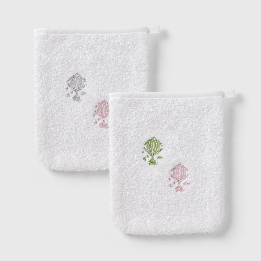 Happy Balloon Bath Glove (Set of 2) Grey-Pink/ Green-Pink