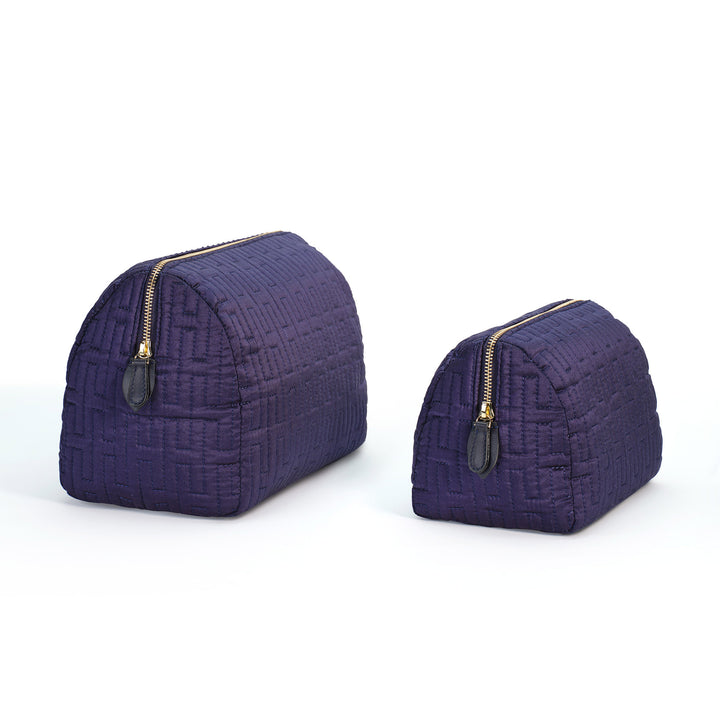 Freesia H Quilted Make-up Bag - Navy