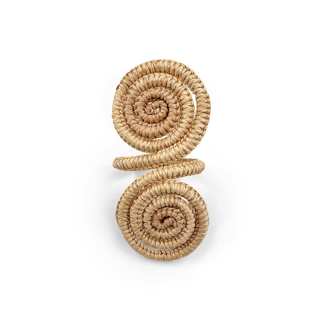 Woven Napkin Ring with Spiral Pattern – Beige