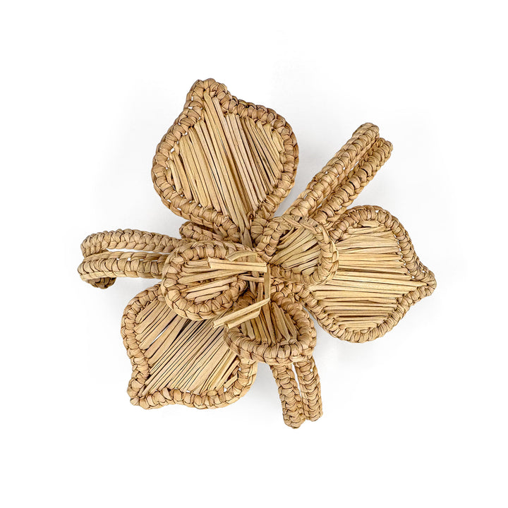 Woven Napkin Ring with Floral Pattern – Beige
