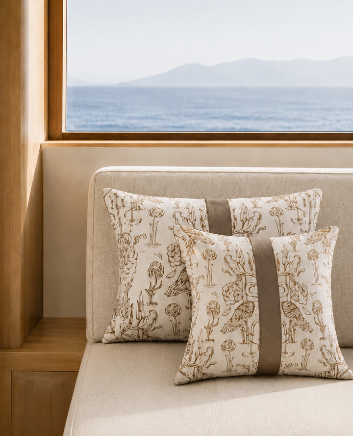 Everbound Decorative Cushion with Band Detail - White - 40x40 cm