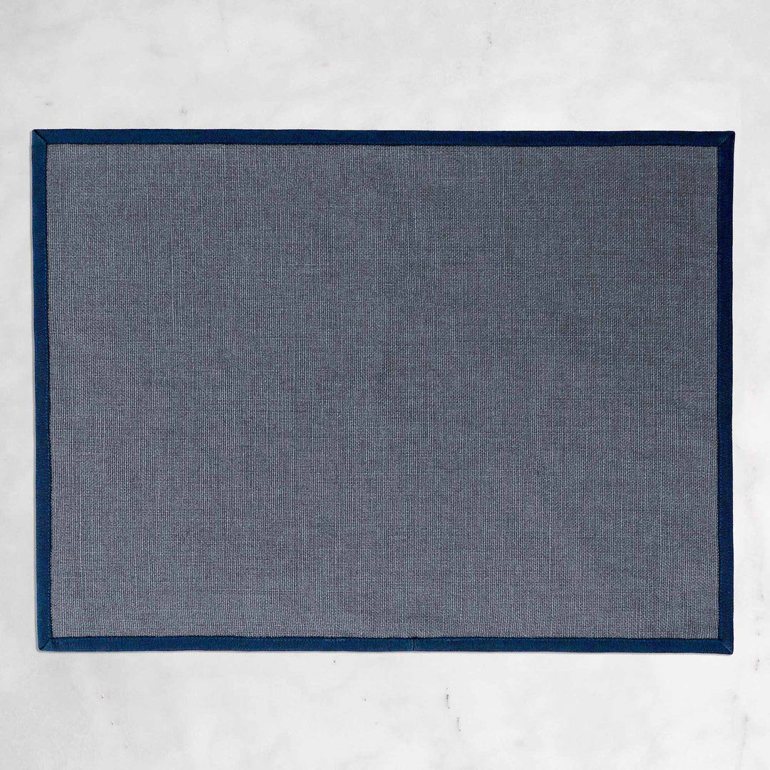 Grey Linen Placemat with Blue Border