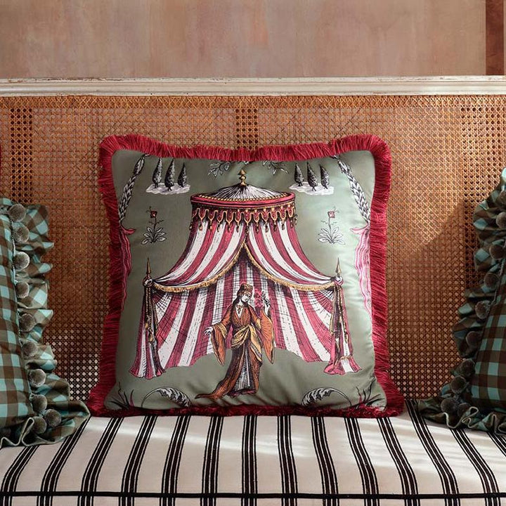 Seferî Velvet Decorative Cushion - Green