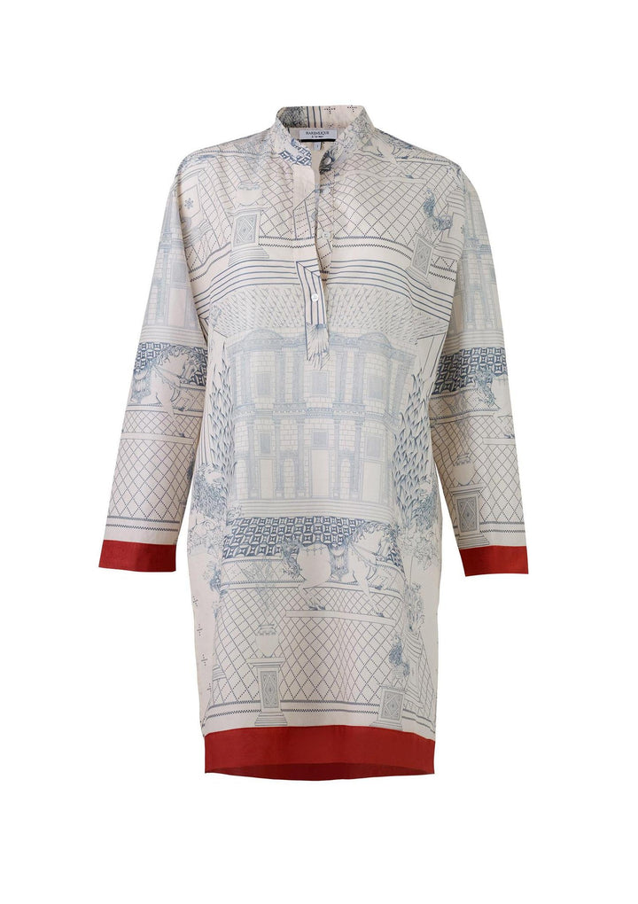 Ephesus Short Tunic - Blue/Burgundy