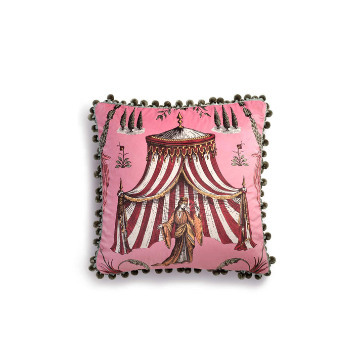 Seferî Velvet Decorative Cushion - Pink