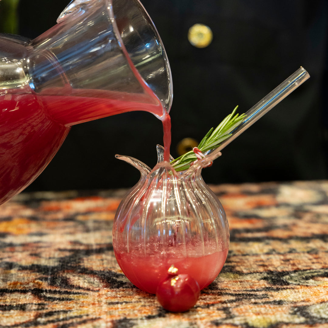 Seferî Pomegranate Glass With Straw - Set Of 6