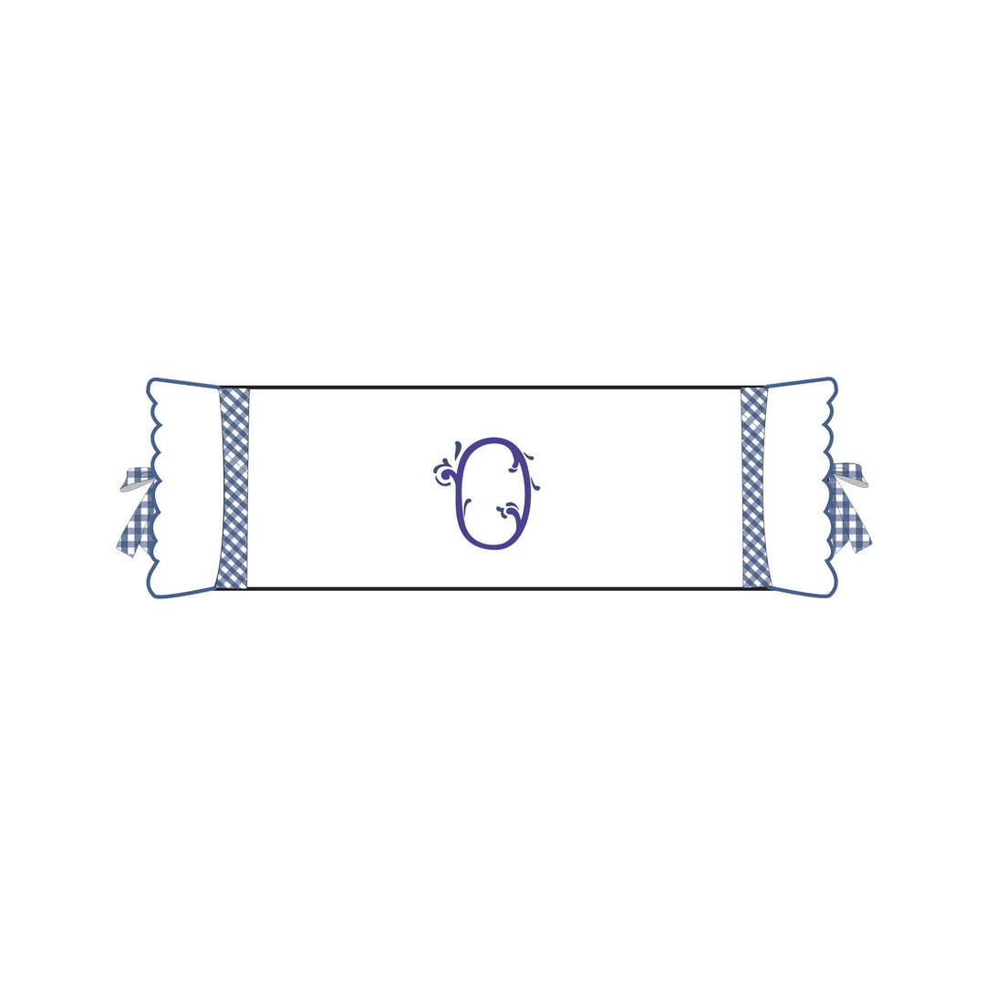 Seferî Flower Garden Bolster Cushion Cover with Monogram Embroidery - Blue