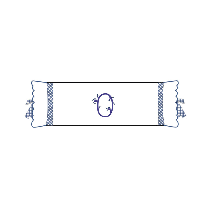 Seferî Flower Garden Bolster Cushion Cover with Monogram Embroidery - Blue