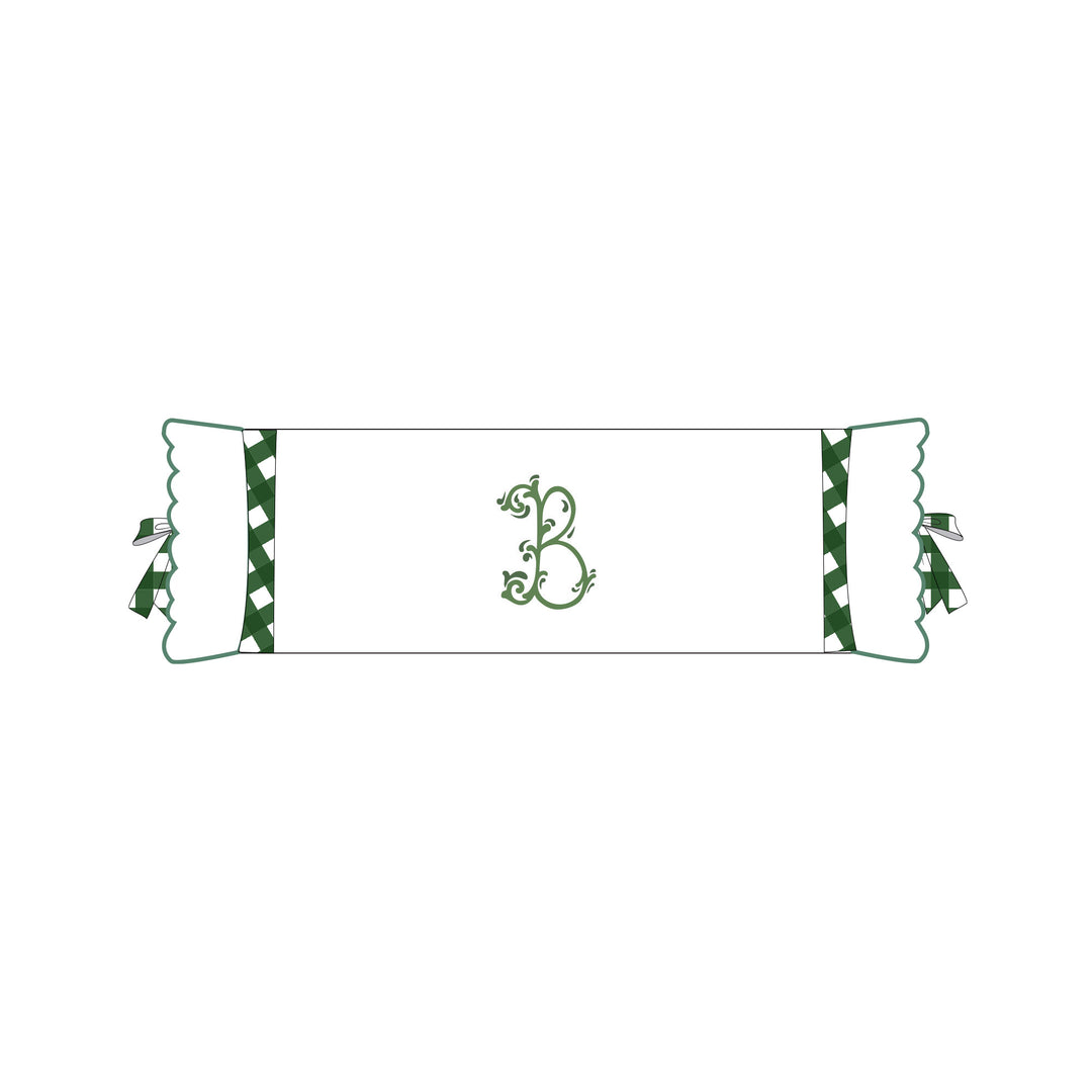 Seferî Flower Garden Bolster Cushion Cover with Monogram Embroidery - Green