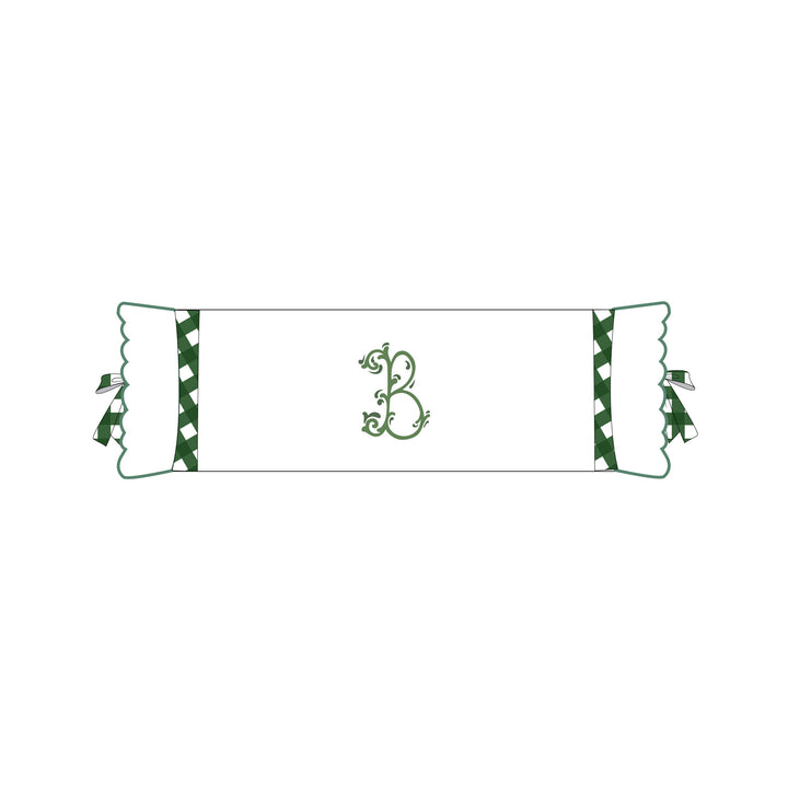 Seferî Flower Garden Bolster Cushion Cover with Monogram Embroidery - Green