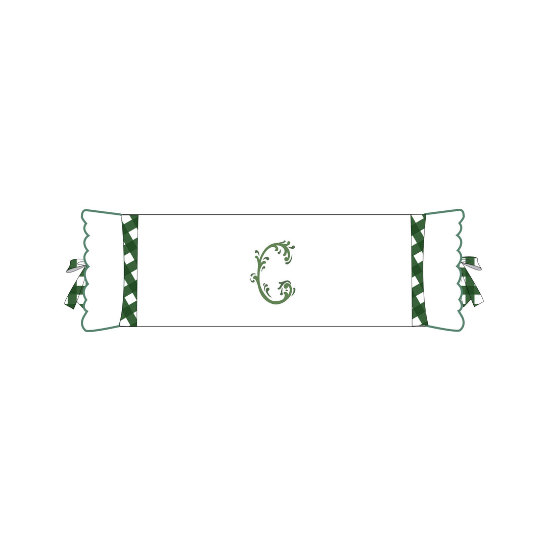 Seferî Flower Garden Bolster Cushion Cover with Monogram Embroidery - Green