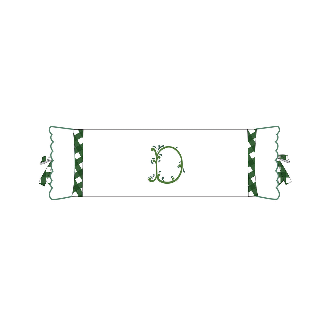 Seferî Flower Garden Bolster Cushion Cover with Monogram Embroidery - Green