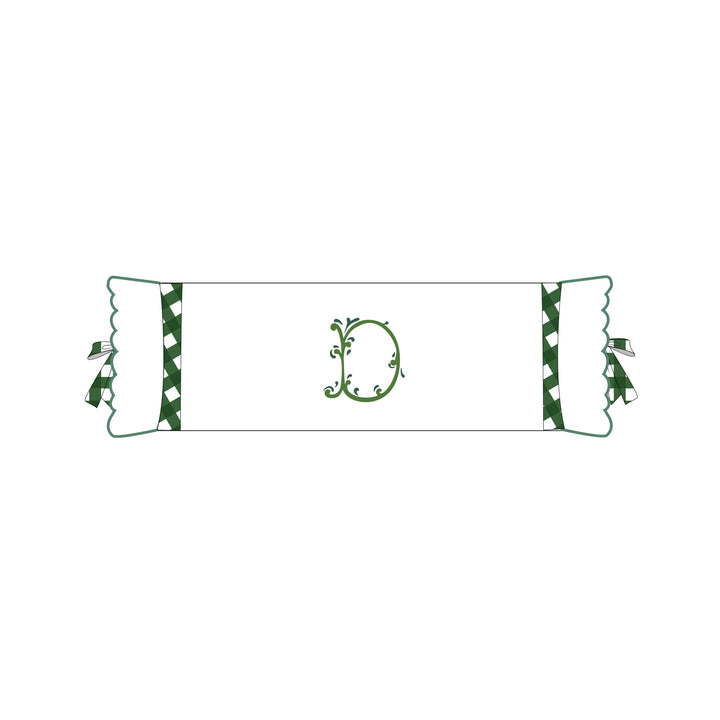 Seferî Flower Garden Bolster Cushion Cover with Monogram Embroidery - Green