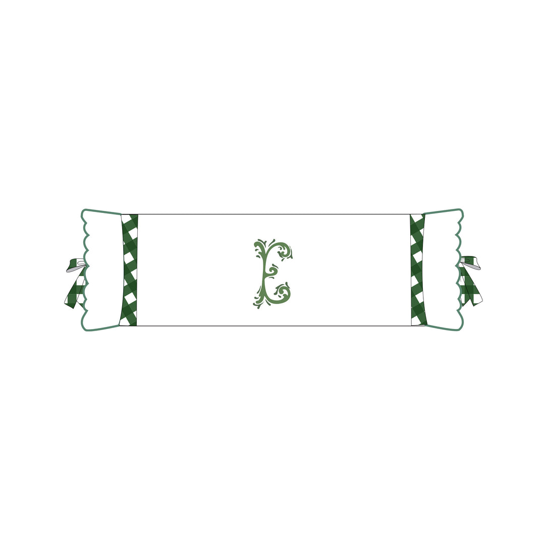 Seferî Flower Garden Bolster Cushion Cover with Monogram Embroidery - Green