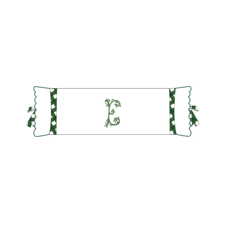 Seferî Flower Garden Bolster Cushion Cover with Monogram Embroidery - Green