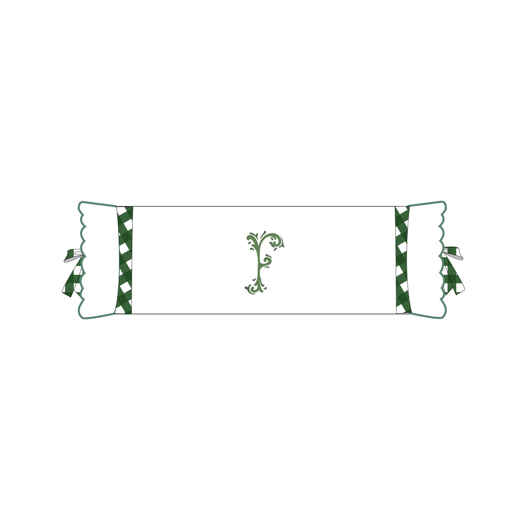 Seferî Flower Garden Bolster Cushion Cover with Monogram Embroidery - Green