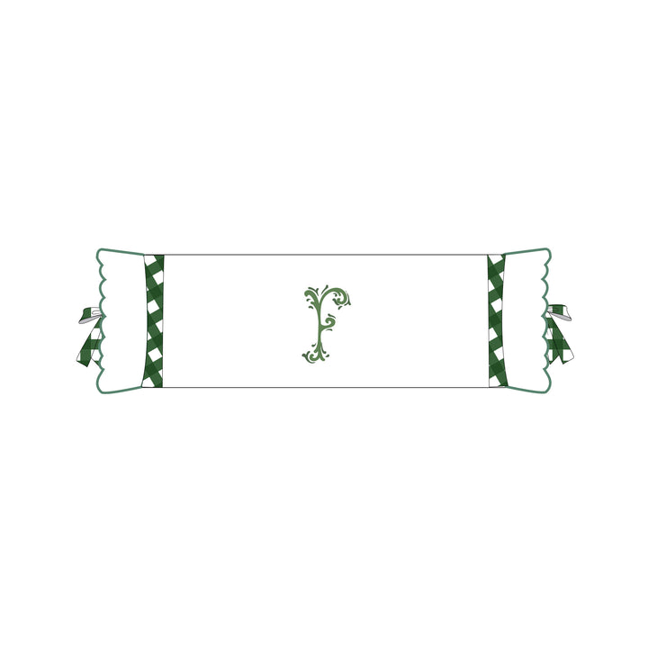 Seferî Flower Garden Bolster Cushion Cover with Monogram Embroidery - Green