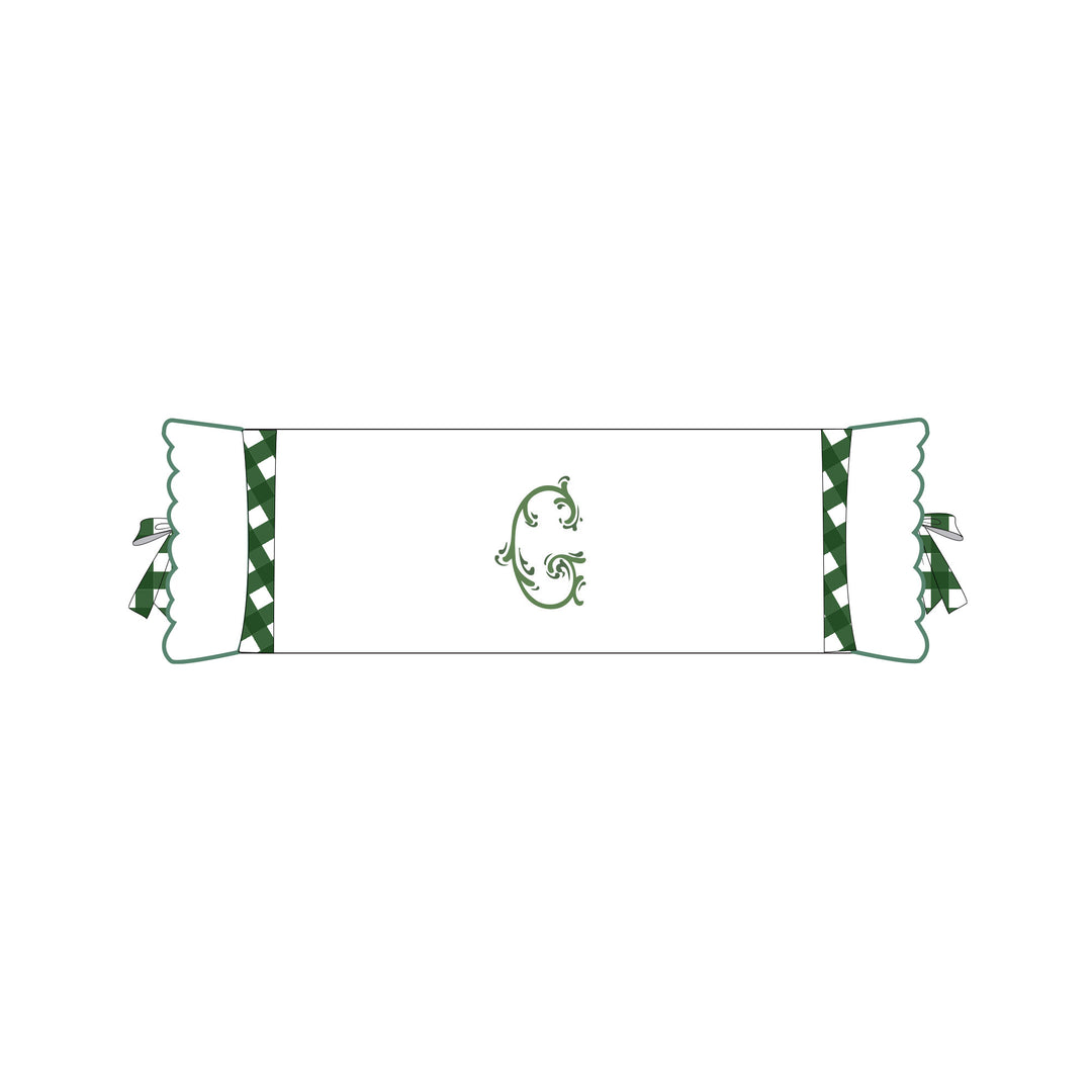 Seferî Flower Garden Bolster Cushion Cover with Monogram Embroidery - Green