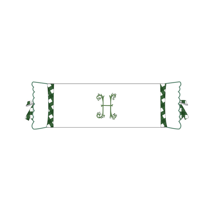 Seferî Flower Garden Bolster Cushion Cover with Monogram Embroidery - Green