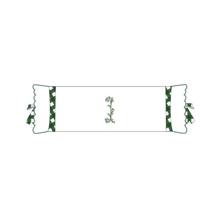 Seferî Flower Garden Bolster Cushion Cover with Monogram Embroidery - Green