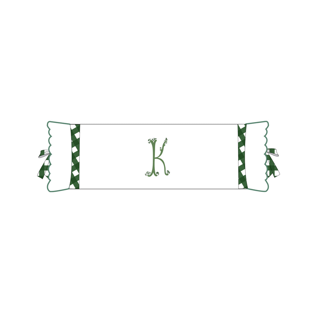 Seferî Flower Garden Bolster Cushion Cover with Monogram Embroidery - Green