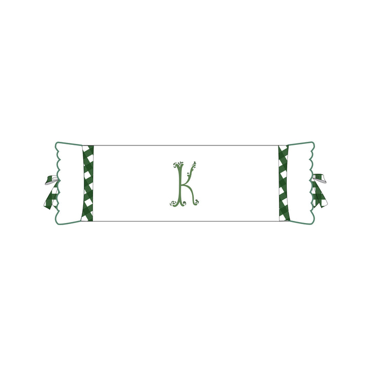 Seferî Flower Garden Bolster Cushion Cover with Monogram Embroidery - Green