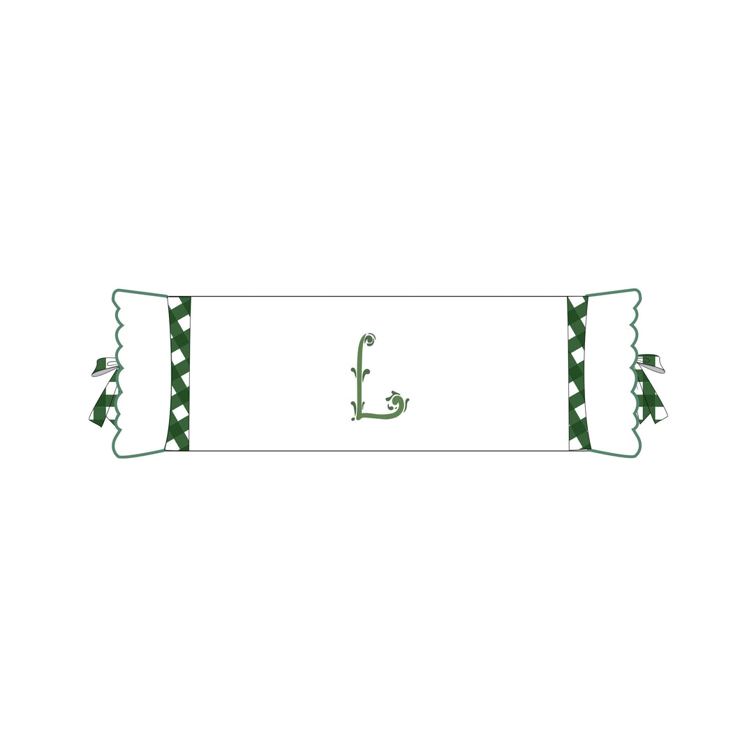 Seferî Flower Garden Bolster Cushion Cover with Monogram Embroidery - Green