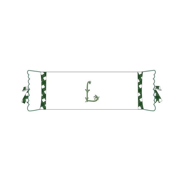 Seferî Flower Garden Bolster Cushion Cover with Monogram Embroidery - Green