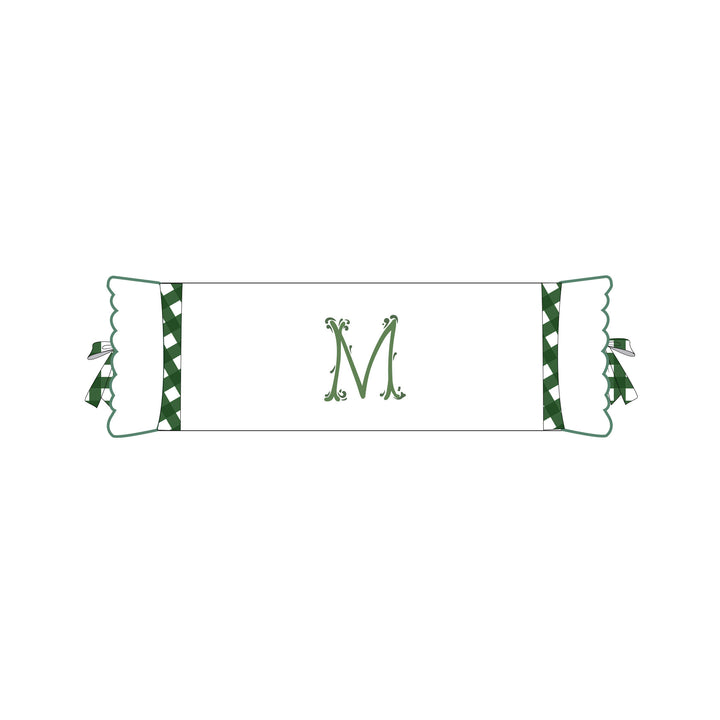 Seferî Flower Garden Bolster Cushion Cover with Monogram Embroidery - Green