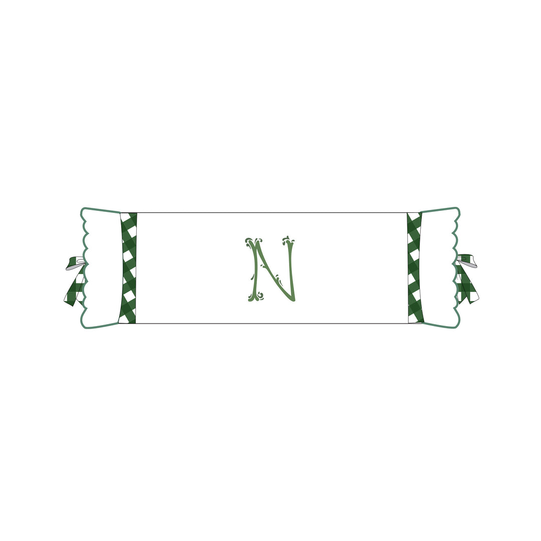 Seferî Flower Garden Bolster Cushion Cover with Monogram Embroidery - Green