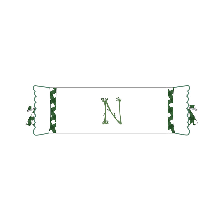 Seferî Flower Garden Bolster Cushion Cover with Monogram Embroidery - Green