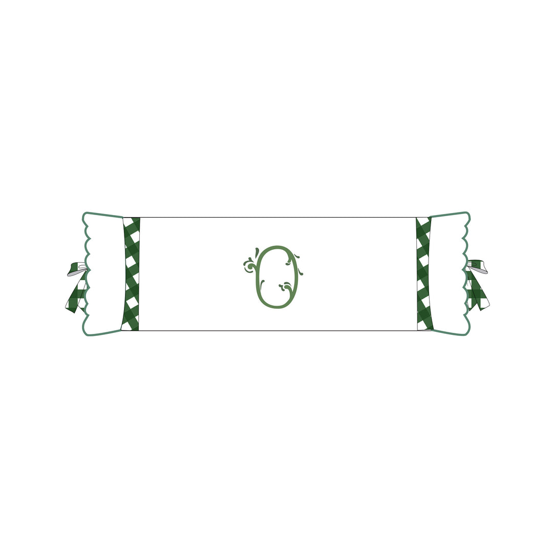 Seferî Flower Garden Bolster Cushion Cover with Monogram Embroidery - Green