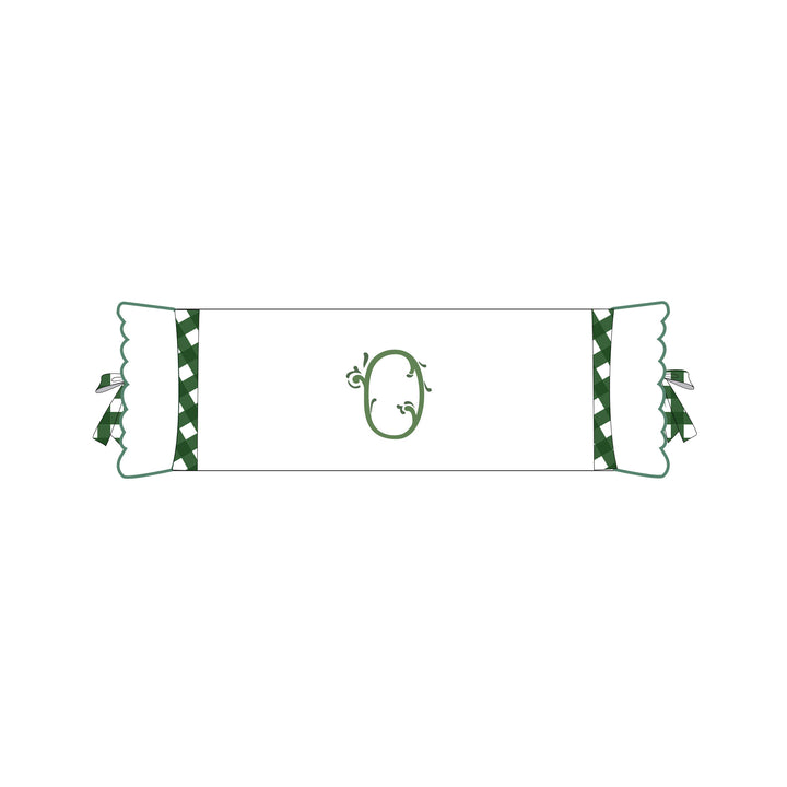 Seferî Flower Garden Bolster Cushion Cover with Monogram Embroidery - Green