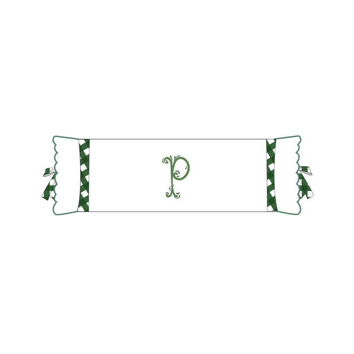 Seferî Flower Garden Bolster Cushion Cover with Monogram Embroidery - Green