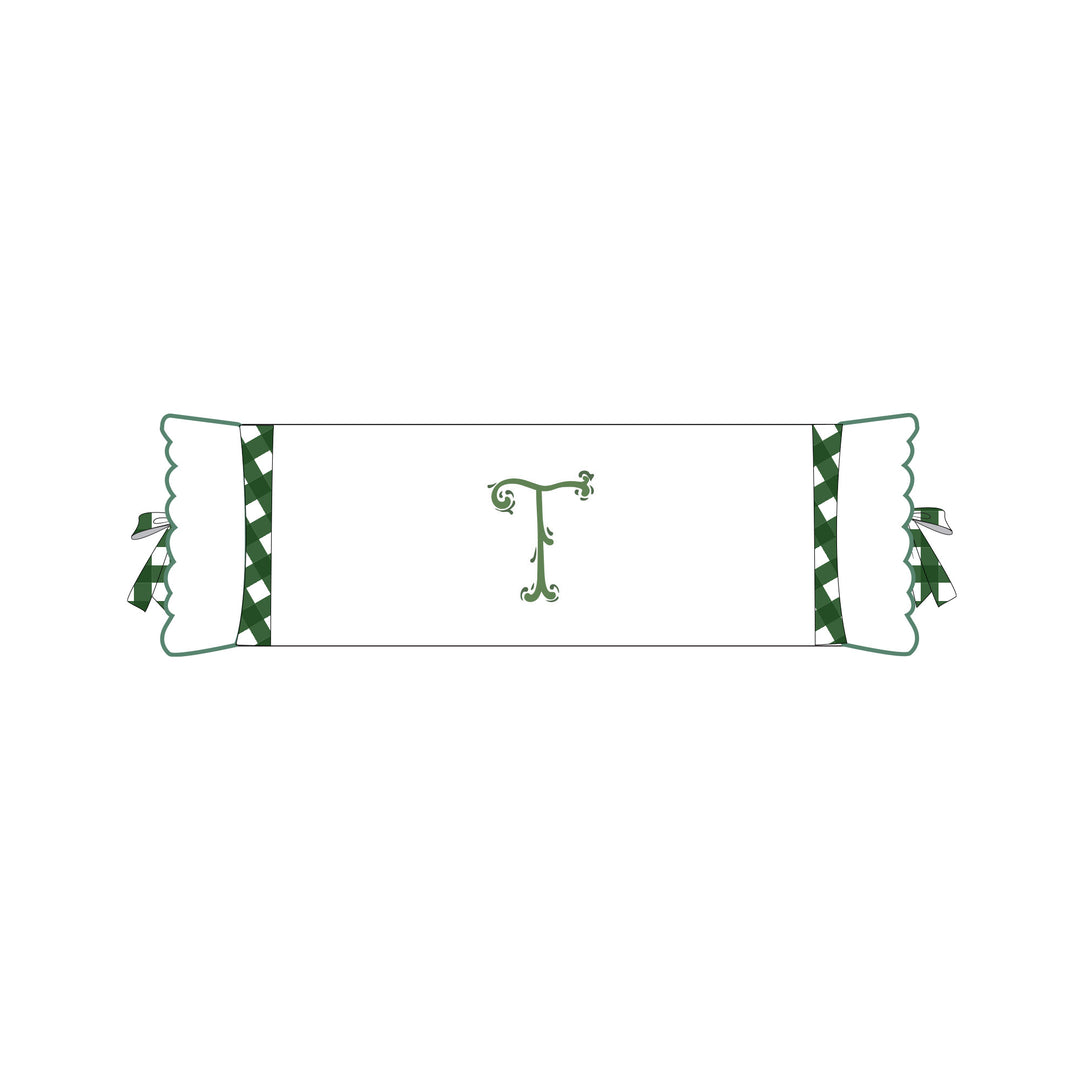 Seferî Flower Garden Bolster Cushion Cover with Monogram Embroidery - Green