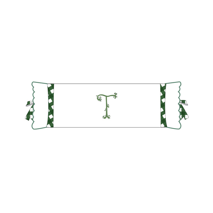 Seferî Flower Garden Bolster Cushion Cover with Monogram Embroidery - Green