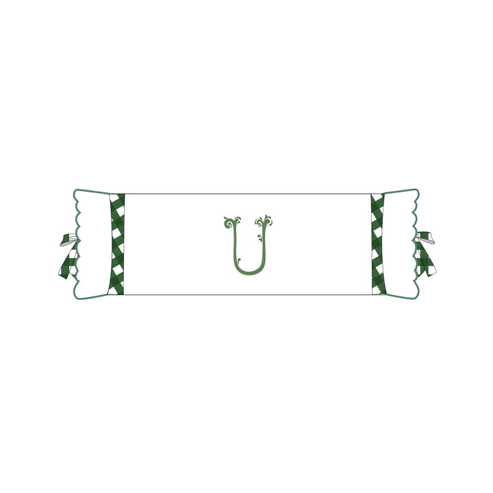 Seferî Flower Garden Bolster Cushion Cover with Monogram Embroidery - Green