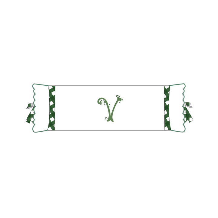 Seferî Flower Garden Bolster Cushion Cover with Monogram Embroidery - Green