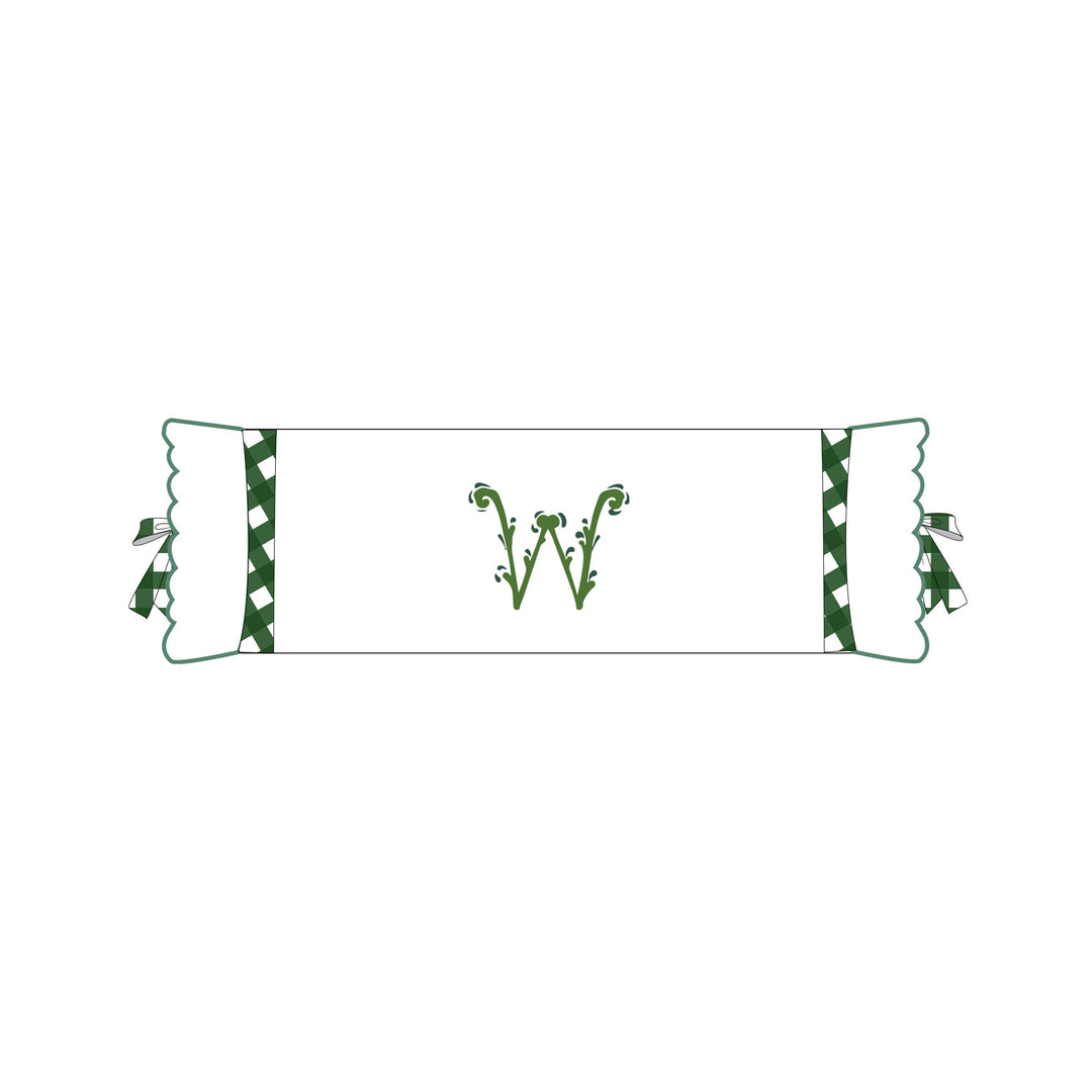 Seferî Flower Garden Bolster Cushion Cover with Monogram Embroidery - Green