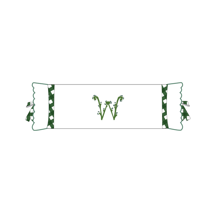 Seferî Flower Garden Bolster Cushion Cover with Monogram Embroidery - Green