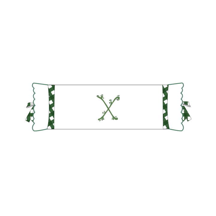 Seferî Flower Garden Bolster Cushion Cover with Monogram Embroidery - Green