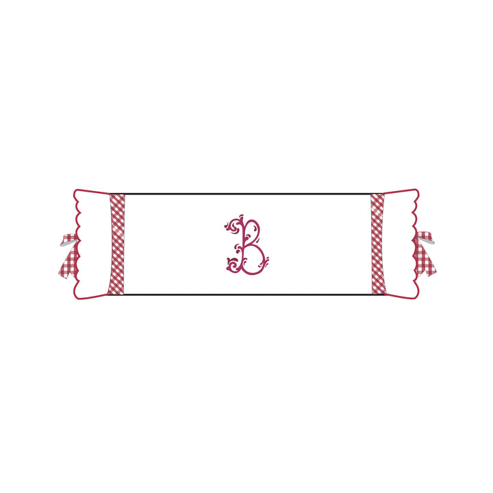 Seferî Flower Garden Bolster Cushion Cover with Monogram Embroidery - Pink