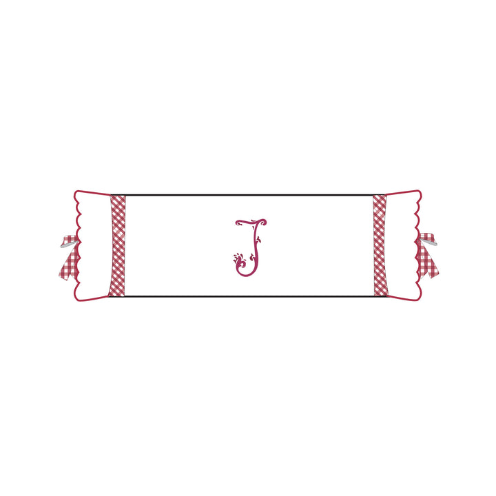 Seferî Flower Garden Bolster Cushion Cover with Monogram Embroidery - Pink