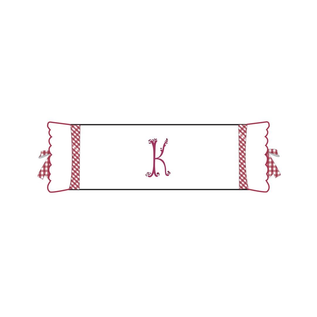 Seferî Flower Garden Bolster Cushion Cover with Monogram Embroidery - Pink