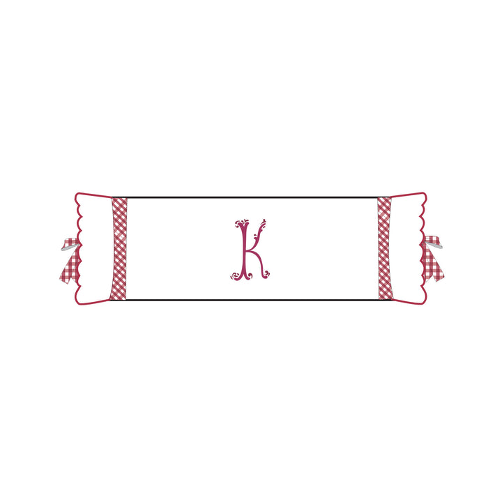 Seferî Flower Garden Bolster Cushion Cover with Monogram Embroidery - Pink