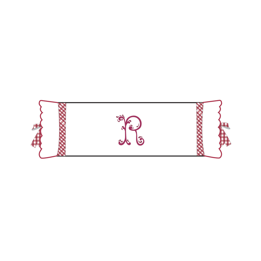 Seferî Flower Garden Bolster Cushion Cover with Monogram Embroidery - Pink