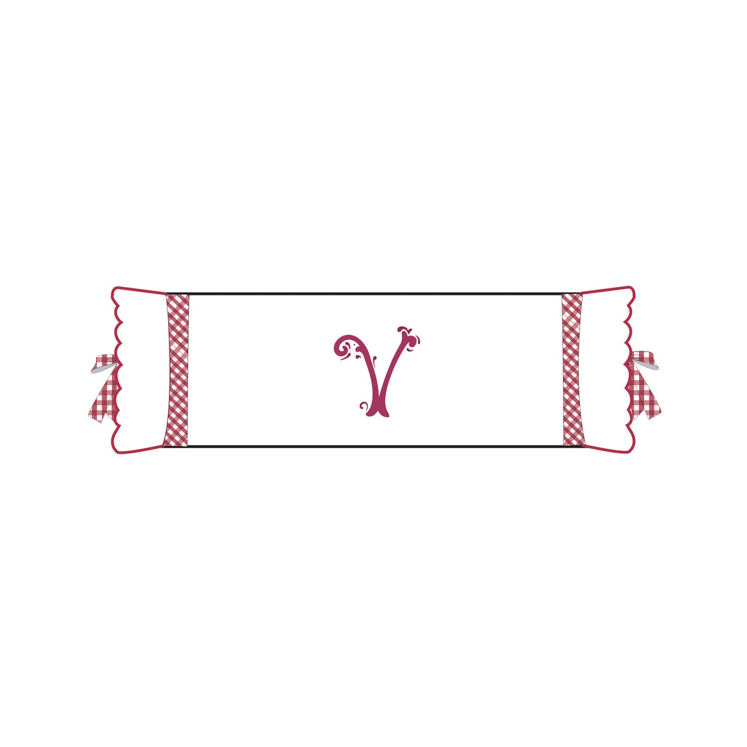 Seferî Flower Garden Bolster Cushion Cover with Monogram Embroidery - Pink