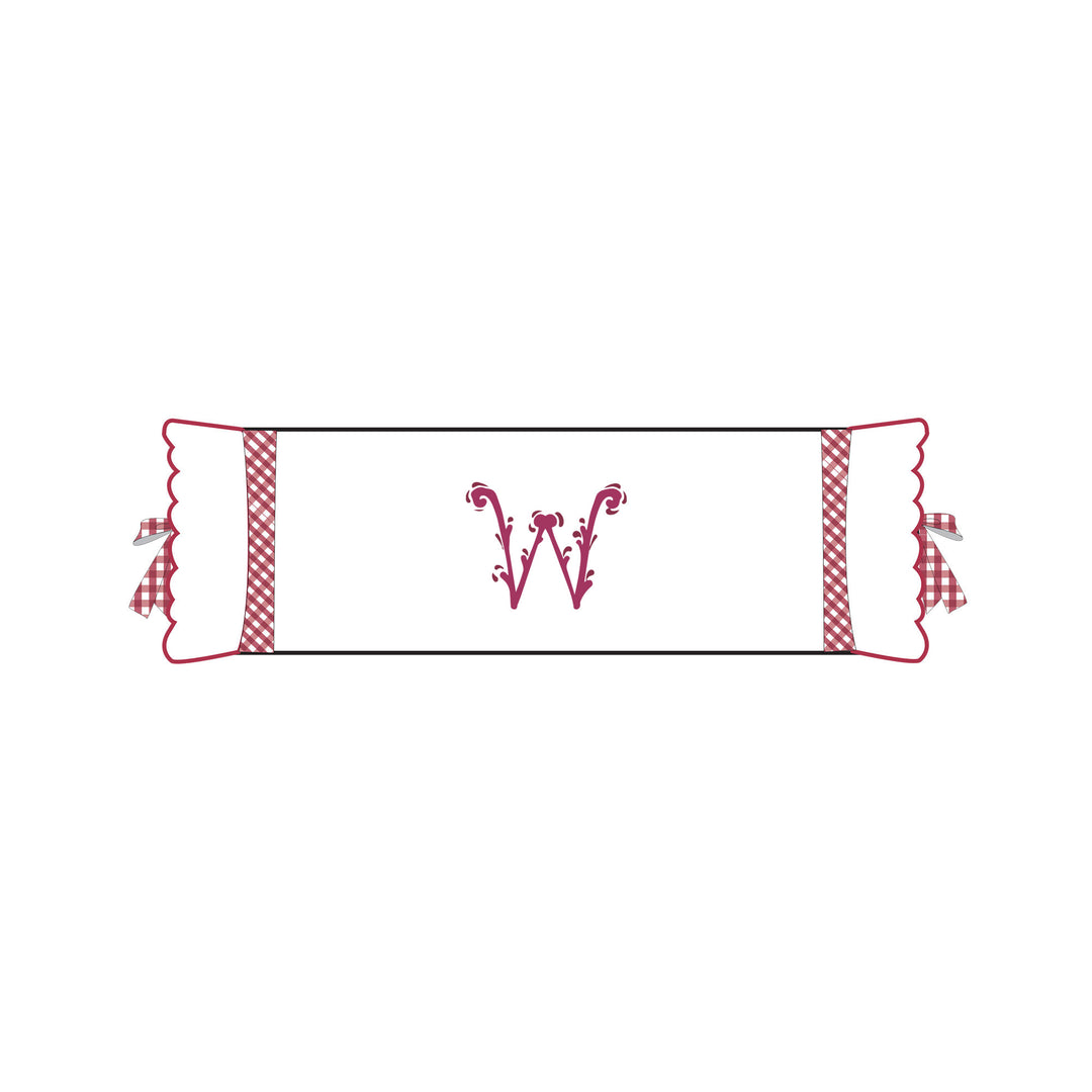 Seferî Flower Garden Bolster Cushion Cover with Monogram Embroidery - Pink